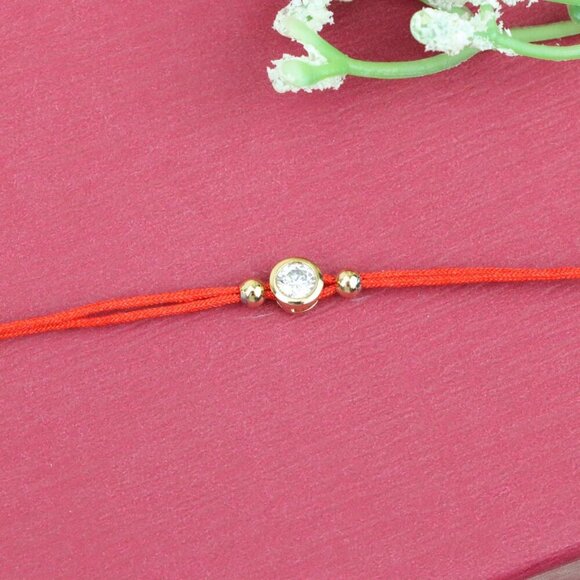 "Minimal Red String Bracelet with Center Stone, XPBL0786 - Picture 12 of 12